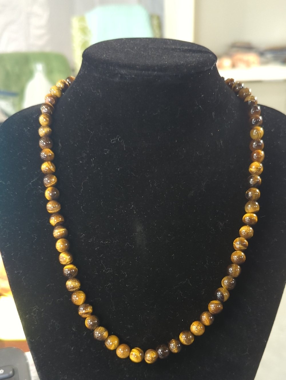 Tiger's Eye Necklace - 7mm Beads Approximately 20 Inches Long